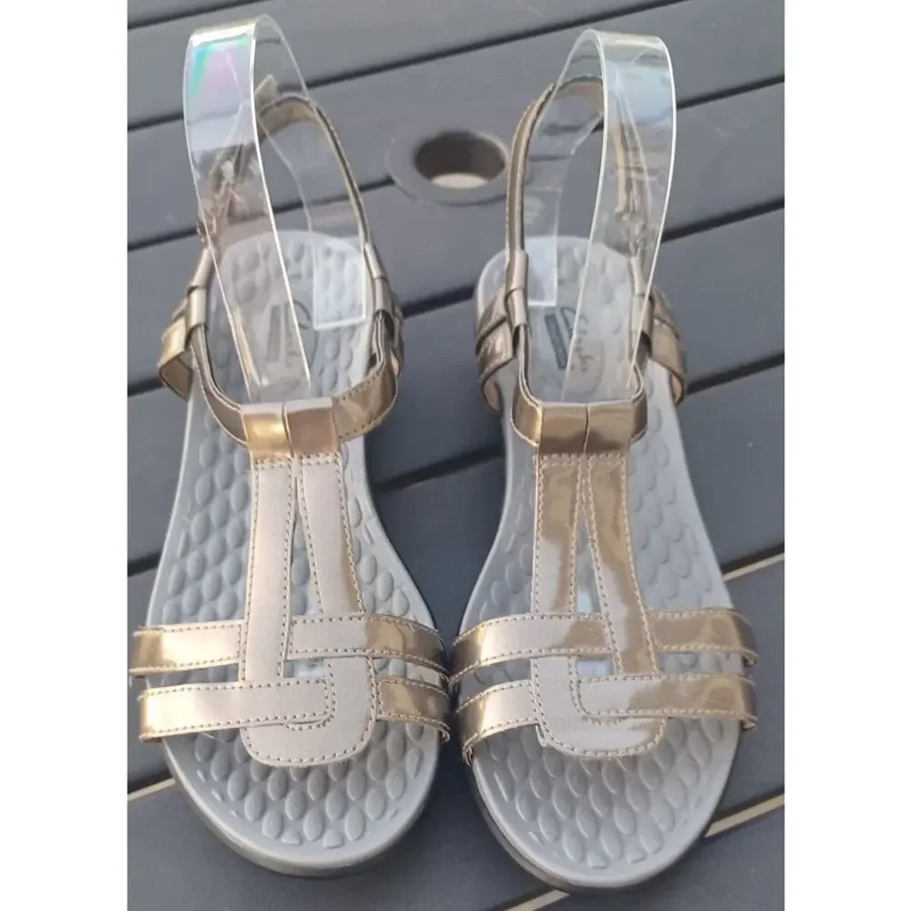 Clarks Collection Sonar Aster Pewter Comfort Sandals Wide 8.5W